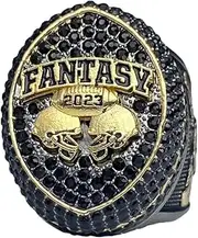Legacy Rings 2023 Massive Gunmetal and Gold Fantasy Football Championship Trophy Ring, Award for Fantasy Football League Winner Black Stones, Metal, No Gemstone