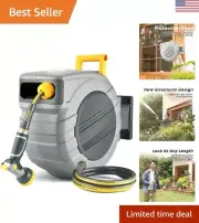 Retractable Garden Hose Reel - 1/2 in x 115 ft Upgraded UV Resistant Automati...