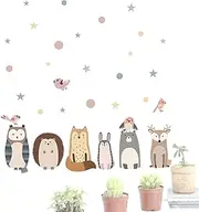 Qkbuza Kids Animal Wall Decals | Cartoon Animal Wall Art Decals,Baby Room Decor, Peel and Stick Removable Adhesive Wallpaper, Home Decoration for Girls Room