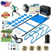 Speed & Agility Training Equipment Set - 20ft Ladder, Cones, Hurdles & Parachute