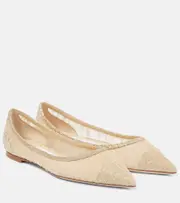 [Jimmy Choo] Jimmy Choo Love glitter tulle ballet flats AU 9 gold