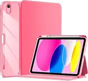 ProCase for iPad (A16) 11th Generation Case 2025 / iPad 10th Generation 10.9 Inch 2022 Case, Multi-Angle Viewing Protective Folio Cover Clear Back with Pencil Holder, Auto Sleep/Wake -Pink