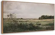 [DJSYLIFE] Framed Wall Art for Living Room, Vintage Landscape Canvas Wall Art Prints, Nature Countryside Scenery Artwork, Retro Vast Grassland Pictures for Farmhouse Country Bedroom Decorations 20"x40"
