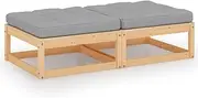 Garden Footstools with Cushions, 2 Pieces, Solid Pine Wood Outdoor Furniture Brown 70x70x30 cm, Modular and Comfortable for Patio, Deck, or Garden Lounge