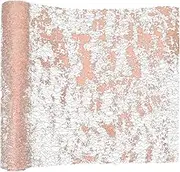 Gadpiparty Glitter Metallic Table Runner: 1 Roll Foil Thin Mesh Table Cover Bohemia Tablecloth for Halloween Christmas Wedding Bridal Shower Party Kitchen Dining Table Decor Rose Gold