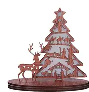 Gungtj Christmas Table Decor, Wooden Nativity Tabletop Ornaments, Vintage Light Up Nativity Scene, Jesus Birth Nativity Wood Figurine, Wooden Nativity Scene for Shelves