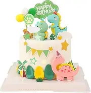 YSHIGUING 13Pcs Dinosaurs Cake Decoration, 3D Dinosaurs Happy Birthday Cake Topper Decorations, Mini Dinosaur Figures Dinosaur Theme Party, for Birthday Baby Shower Boys Girls Party Decor