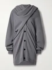[Marie Adam-Leenaerdt] Marie Adam-Leenaerdt - Oversized Scarf-detailed Gathered Wool Cardigan - Gray - x small x small Gray