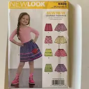 New Look 6409 A SIZE 3-8 Girls Learn to Sew Skirt Elastic Waist UNCUT
