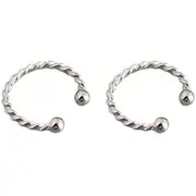 ANYCO Earrings Punk Rock Twist Circle Sterling Silver Ear Clip Hoop For Kids Women Wedding Jewelry Gift Pair
