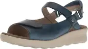 Wolky Women's Pichu Blue Vegi Open Toe Flat Ankle Strap Sandals, Size EU 36