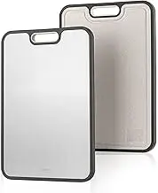 Titanium Cutting Boards for Kitchen, 15” Double Sided Cutting Board Food Grade, Pure Titanium and Wheat Straw PP, for meat & Veggie, Non-Slip