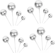 HOLIDYOYO 20Pcs Creative Round Ball Cupcake Toppers Unique Silver Cake Decoration for Birthdays Parties Festivals Included