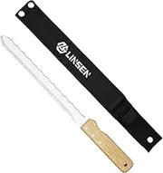Insulation Knife, 11”Stainless Steel Utility Knives with Wooden Handle, Double Side Utility Sod Cutter Lawn Repair Garden Knife with Nylon Sheath