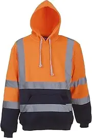 Yoko Mens High Visibility Pull-Over Hoodie (Pack of 2) (UK Size: L) (Orange/Navy)