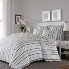 Stone Cottage King Duvet Cover 3-Set Reversible in Stripe Cotton Gray/Slate Blue