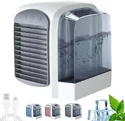 Breeze Box AC, Breezebox Mini Portable Conditioning Fan, Portable 380ml Water Ice Cooling Air Conditioner, 3 in 1 USB Mute Humidifier Purifier 3 Speeds Cooler for Room Desk Office Home Tent(Gray)