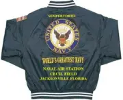 NAVAL AIR STATION CECIL FIELD*JACKSONVILLE EMBROIDERED SATIN JACKET(BACK ONLY)
