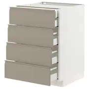 METOD / MAXIMERA base cb 4 frnts/2 low/3 md drwrs, white/Upplöv matt dark beige, 60x60x80 cm
