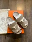 Hermes Chypre Women Sandals 37 7 Beige Majestic NEW 100% Authentic
