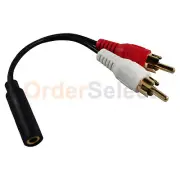 2X NEW RCA Male, 1x 3.5mm Stereo Female, Y-Cable 6-Inch Gold plated Connector