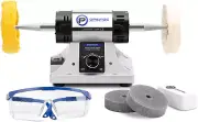Jewelry Polisher Bench Grinder Buffing Machine Variable Speed with Accessories