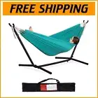 Portable Heavy Duty Double Hammock with Easy Installation & Carrying Bag Aqua