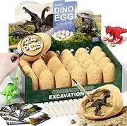 Uregoio Dinosaur Eggs Dig Kit Toys for Kids, 24 Dino Fossil Eggs Excavation Kit with Magnifier & newspaper, Science STEM Crafts Christmas Birthday Gifts for Boys Girls Age 3 4 5 6 7 8 9 10 + Years Old