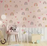 83 Rainbow Wall Sticker Hearts Nursery Wall Decal Home Girls Removable Playroom