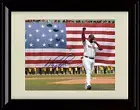 Framed 8x10 David Ortiz Autograph Replica Print - American Flag Background