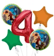 Monsters VS AliensBalloon Bouquet 4th Birthday 5 pcs - Party Supplies