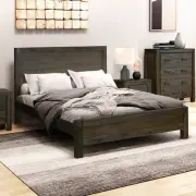 Bed Frame King Size in Solid Wood Veneered Acacia Bedroom Timber Slat