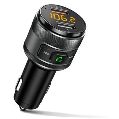 Bluetooth 5.3 FM Transmitter for Car, 3.0 Wireless Bluetooth FM Radio Black