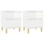 2x High Gloss Bedside Tables Drawers Storage Side Wood Cabinets Nightstand White