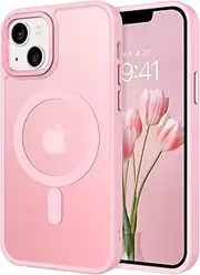 GaoBao Strong Magnetic for iPhone 13 Mini Case, Slim Fit iPhone 13 Mini Phone Case [Compatible with MagSafe] Classic Shockproof Translucent Matte Protective Cover for iPhone 13 Mini 5.4", Tender Pink