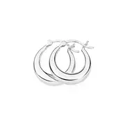 Silver 15mm Tapered Creole Hoop Earrings