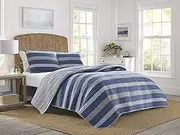 Nautica - Queen Quilt Set, Cotton Reversible Bedding with Matching Shams, Home Decor for All Seasons (Saltmarsh Blue, Queen)