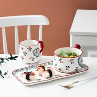 在飛比找ETMall東森購物網優惠-日式ins櫻桃手繪釉下彩陶瓷餐具套裝家用米飯碗水果碗沙拉小碗