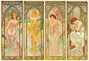 Alphonse Mucha CANVAS PRINT Times of Day Vintage Art Poster 24"X16" (#2)