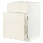 METOD / MAXIMERA base cab f sink+3 fronts/2 drawers, white/Bodbyn off-white, 60x60x80 cm