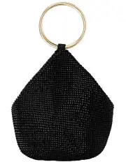 [Olga Berg] Ellie Crystal Mesh Top Handle Bag in Black