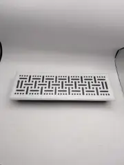 4x14in Decorative Floor Register Vent with Mesh Cover Trap Basketweave White