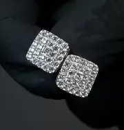 Iced Honey Comb Set 925 Sterling Silver Cz Mens Hip Hop Stud Screw Back Earrings