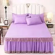 Bed Valance Skirt Elegant Ruffle Lace Bed Skirt Wrap Bed Cover Skirt Double/Single Bed Sheet Deep 180 * 220cm Soft Mattress Cover Bedspread Protector Ruffle King Size Bed Wrap Non-Slip Cotton Bedding
