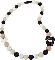 Panny & Mody Chew Necklace for Boys and Girls, Silicone Sensory Chewy Fidget Teether Toy, Chewable Jewellery for Kids with Autism ADHD SPD, Oral Motor, Teething or Special Needs(Black Dog)