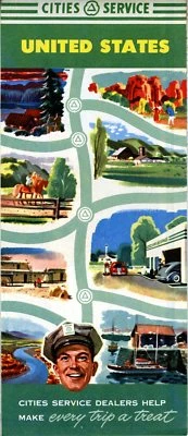 1952 Cities Service Road Map: United States NOS