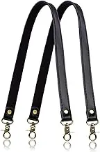A ALLZEDREAM Genuine Leather Purse Strap Sewing Canvas Replacement Handbag Shoulder Bag 2 Pcs, Black, Medium, Antique