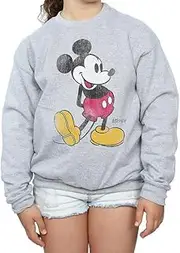 [Disney] Girls Classic Kick Mickey Mouse Sweatshirt (UK Size: 7-8 Years) (Sports Grey)