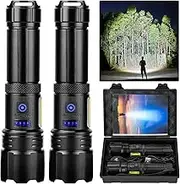 Sigoobal Rechargeable Flashlight, 2 Pack 900000 High Lumens Super Bright Flash Light, 7 Modes with COB Work Light, IPX6 Waterproof, Powerful Handheld LED Flashlights for Camping, Hiking