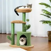 Cat Tree House Climbing Tower Cactus Bed Condo Toy Scratch Kitty Ball Furniture